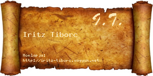 Iritz Tiborc névjegykártya